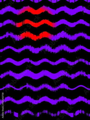 vivid purple wavy horizontal lines on plain black background with setting sun in red