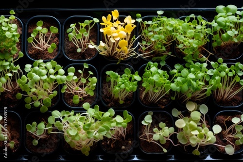 Assorted fresh microgreens. a beautiful composition for healthy and nutritious culinary creations