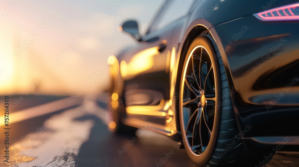 Car parked at outdoor parking lot. Used car for sale and rental service. Automotive industry. expansive automobile parking area Car parked at outdoor parking lot. Used car for sale and rental service. Automotive industry. expansive automobile parking area