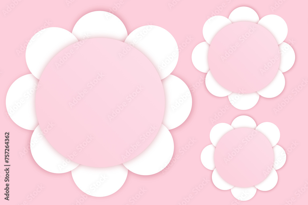 Modern flower pink gradient circular shape with circle shadow. Abstract geometric pink color overlapping layered elegant style feel like paper cut for digital design web template background backdrop