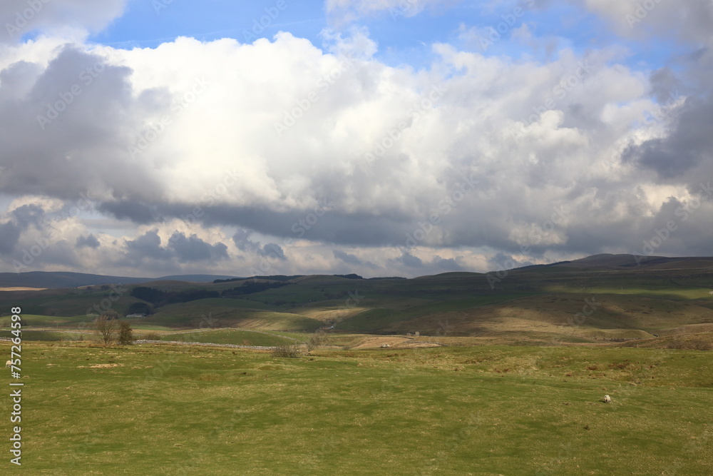 Yorkshire Moorland Landscape. High in the Pennines weather can change from bright sun to thick cloud in an instant.