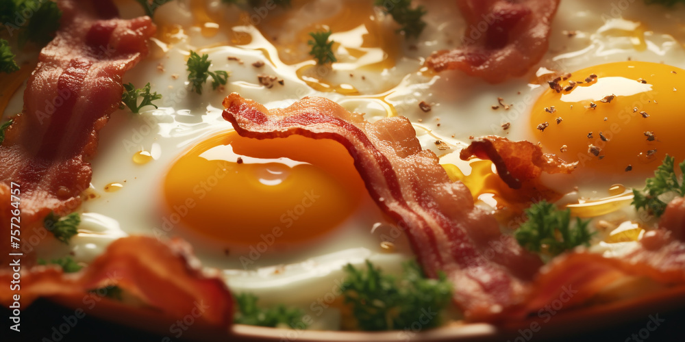 Meal of soft-boiled eggs and bacon Meal of soft-boiled eggs and bacon