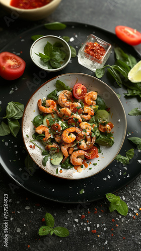 Perfect salad with shrimps