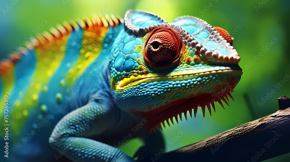 Close-up of a colorful chameleon Close-up of a colorful chameleon