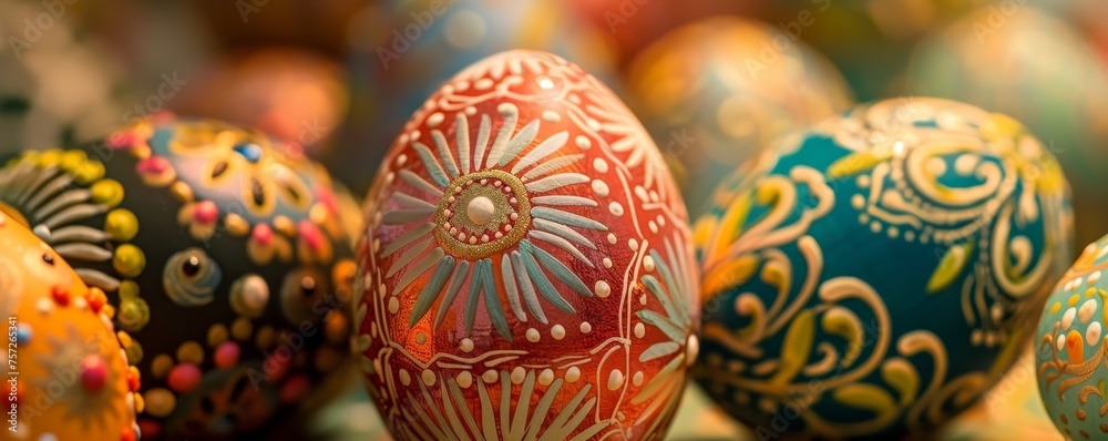 Easter Traditions Captured in Detail: The Unique Patterns and Colors of a Hand-Painted Egg