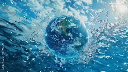 A vibrant blue planet Earth surrounded by clean