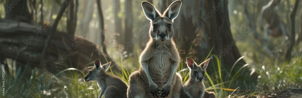 Fototapeta premium close-up of a kangaroo on a nature background