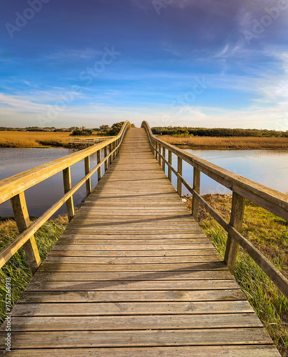 Wooden structure on the footbridges