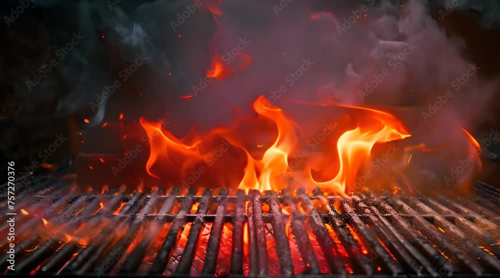 grill with hot fire