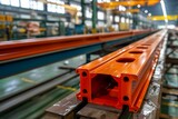 Precision Steel Profiles in Industrial Manufacturing Line. Generative ai