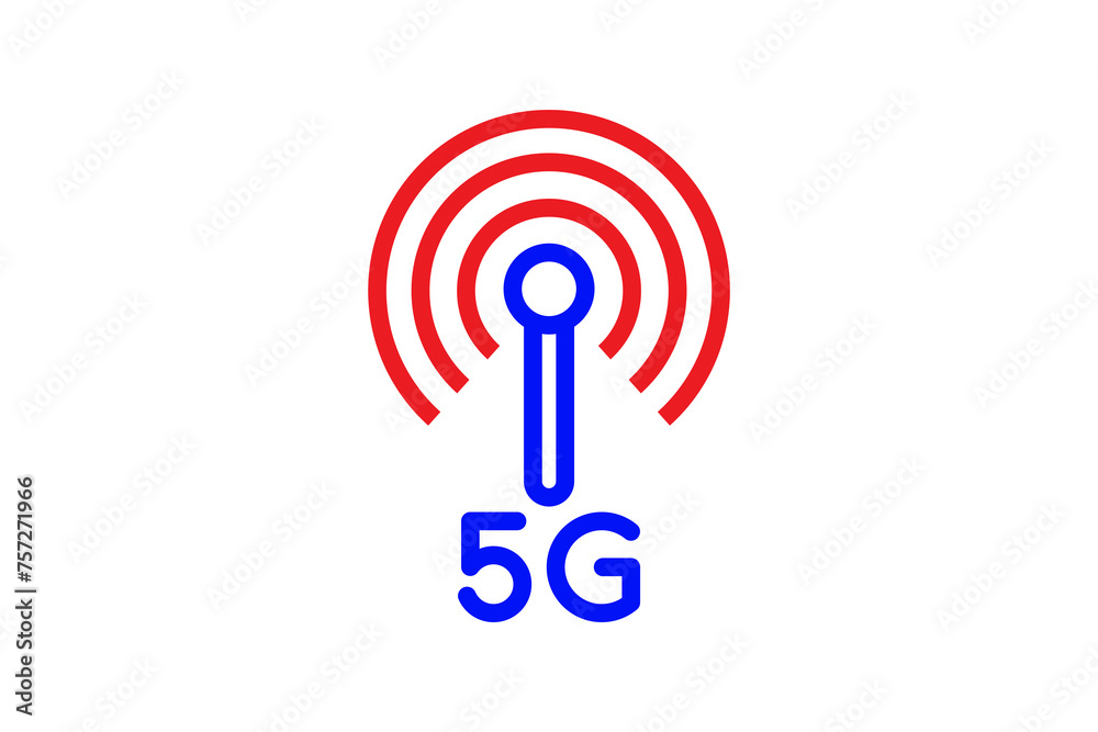 Red and blue 5g internet illustration in line style design. Vector illustration. Red and blue 5g internet illustration in line style design. Vector illustration.