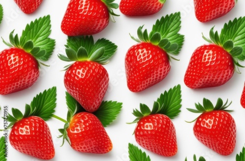 Eye-catching red and green strawberry geometric pattern on white background for vibrant design