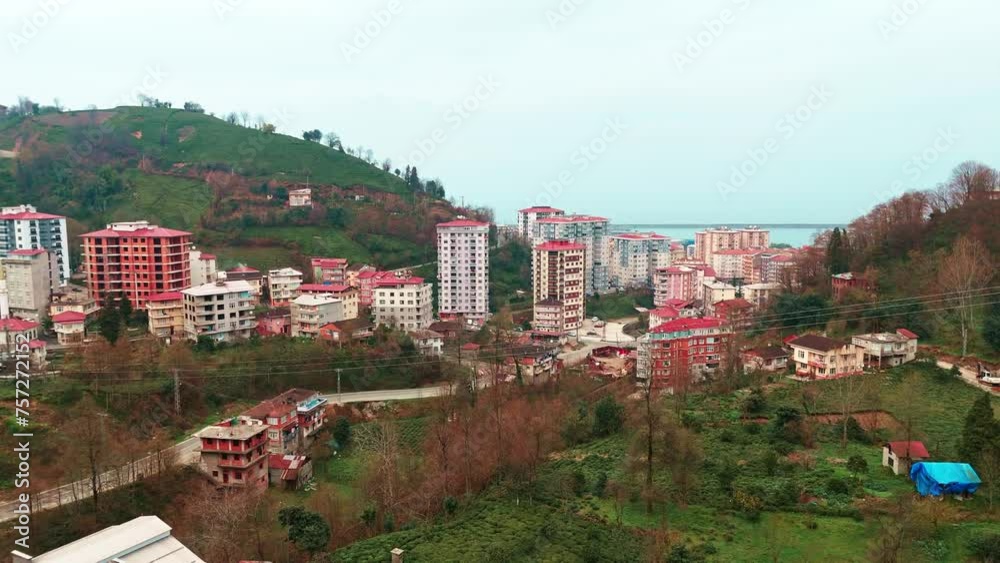 Aerial View for Black sea Turkish city