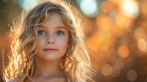 spring portrait of a cute child girl