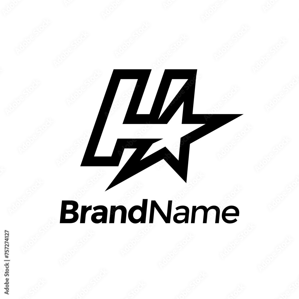 Modern and Stylist Initial H Star Logo Modern and Stylist Initial H Star Logo