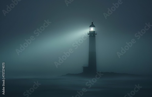 Finding light in darkness A lighthouse standing firm its beam cutting through a foggy night guiding ships to safety a symbol of hope and guidance