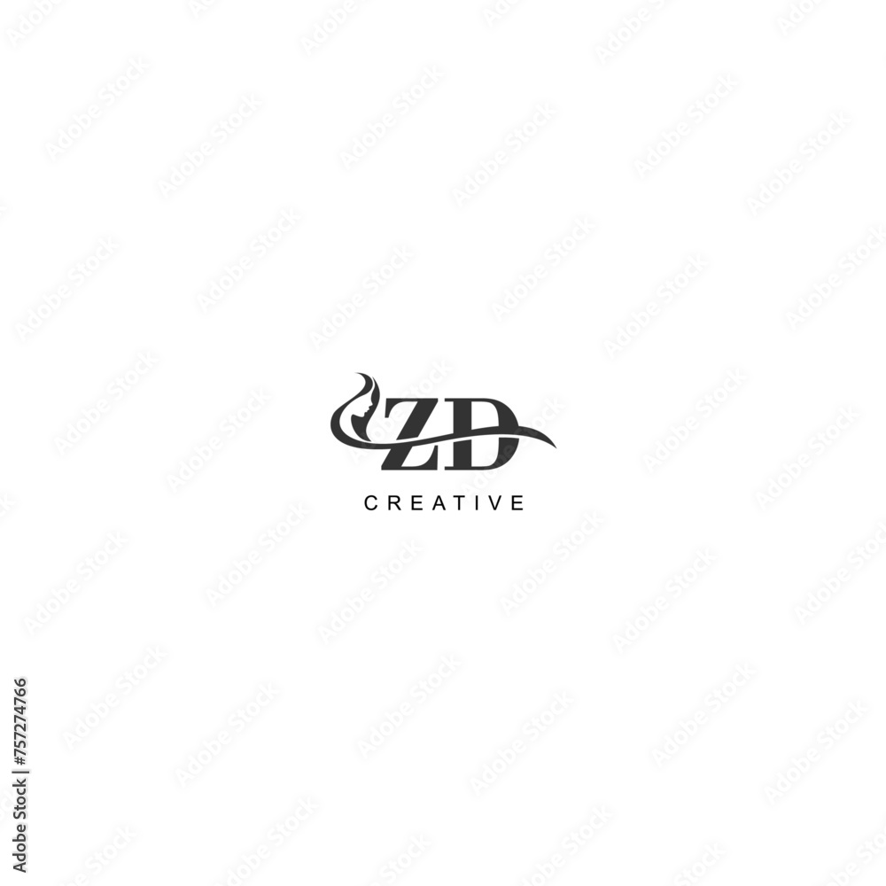 Initial ZD logo beauty salon spa letter company elegant