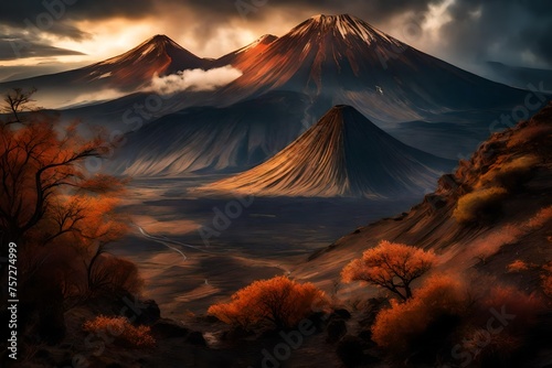 mountain at sunset generated by AI technology 