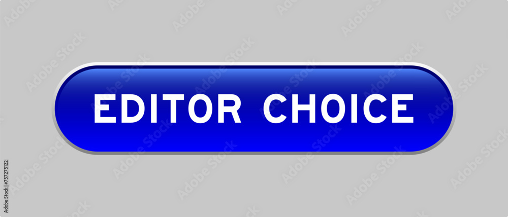 Fototapeta premium Blue color capsule shape button with word editor choice on gray background