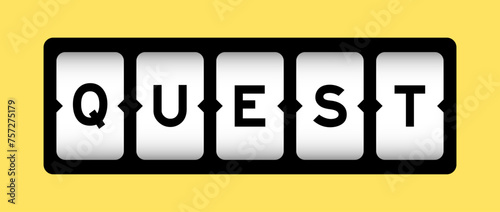 Black color in word quest on slot banner with yellow color background