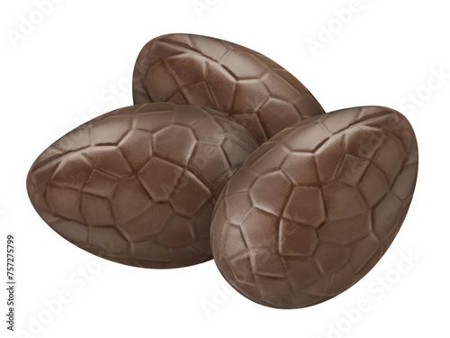 Three Chocolate Easter egg isolated on white  background