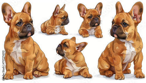 Collection of Adorable French Bulldog Puppies  Six Dogs in Various Poses and Expressions