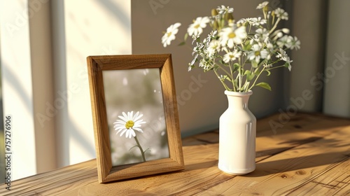 mini wooden picture frame to fit 2x3 photos, in the style of japanese minimalism, sketchfab photo