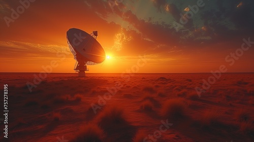 radar dish landscape in the desert photo