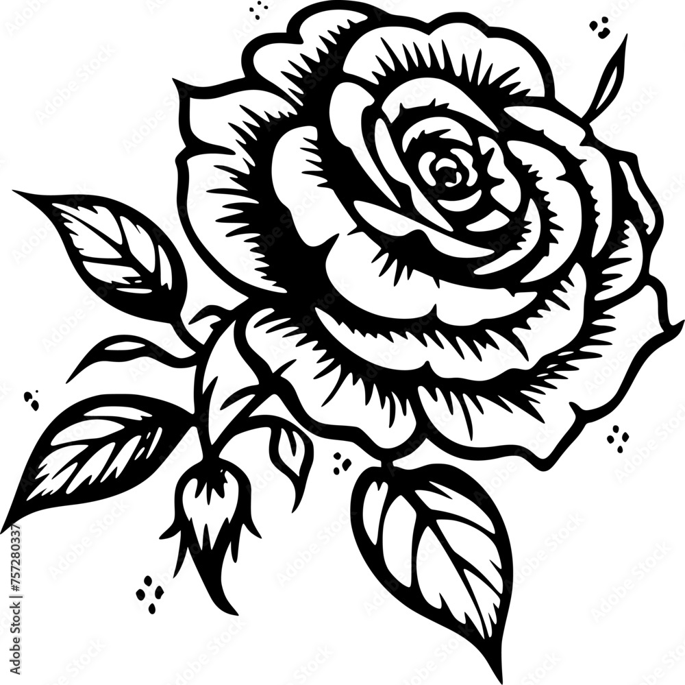 Flower | Black and White Vector illustration Flower | Black and White Vector illustration