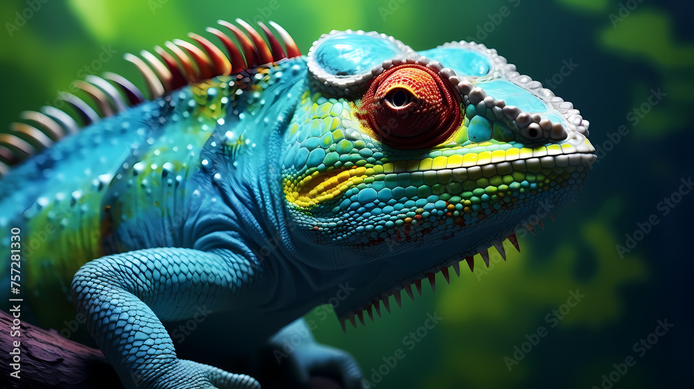 Colorful chameleon on background