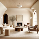 Boho interior design of modern living room, home.