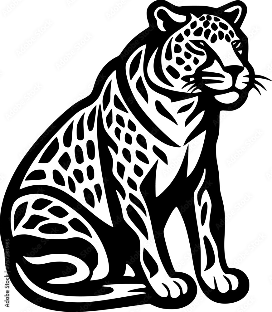 Leopard | Black and White Vector illustration Leopard | Black and White Vector illustration