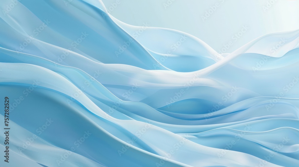 Wide angle, minimalistic light blue wavy background, smooth gradients