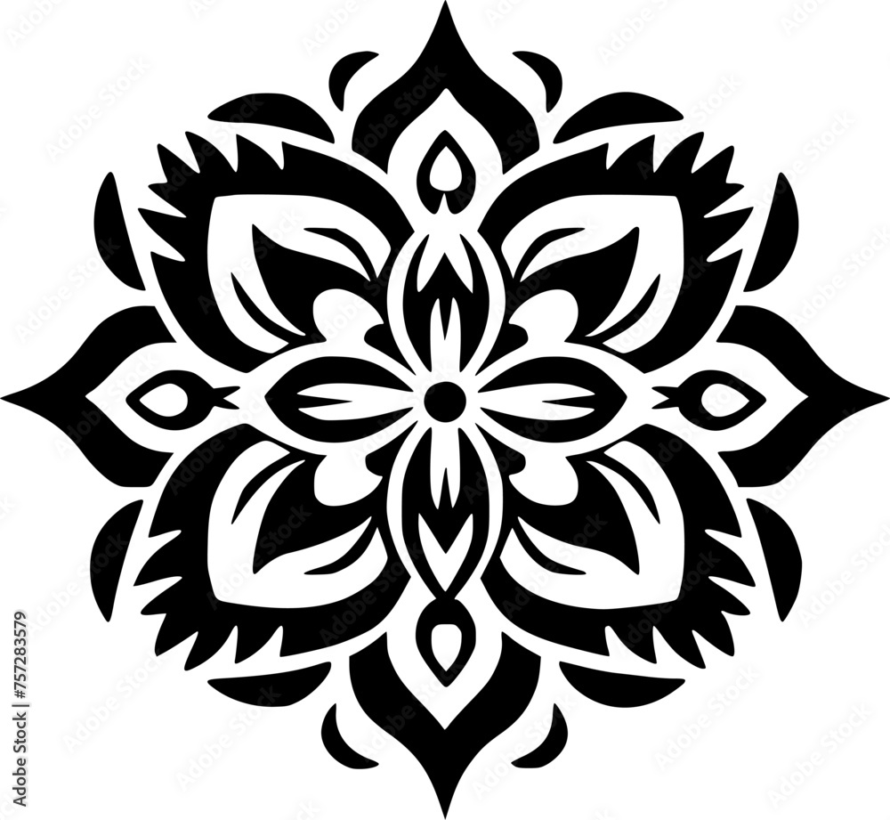 Mandala - Black and White Isolated Icon - Vector illustration Mandala - Black and White Isolated Icon - Vector illustration
