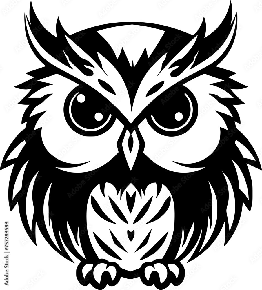 Owl Baby | Minimalist and Simple Silhouette - Vector illustration