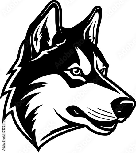 Siberian Husky | Black and White Vector illustration