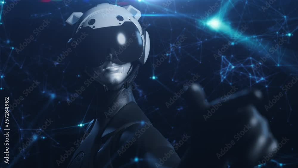 The robot points with its index finger to warn or indicate some action The robot points with its index finger to warn or indicate some action