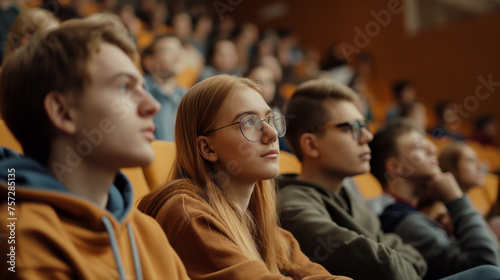 Students listen to a lecture at the university, ai generative