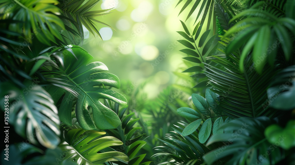 Freshness Defined: Green Tropical Leaves on White Backdrop
