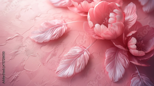 Soft Elegance: Pastel Pink Feathers on Matching Background 