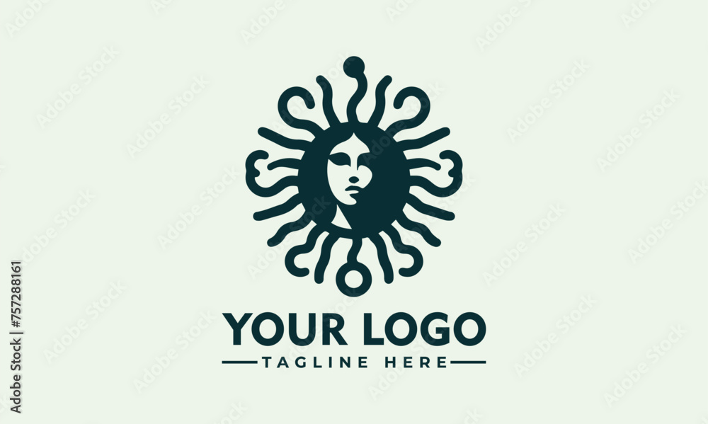 Circle Medusa Queen Logo vector for Business Identity