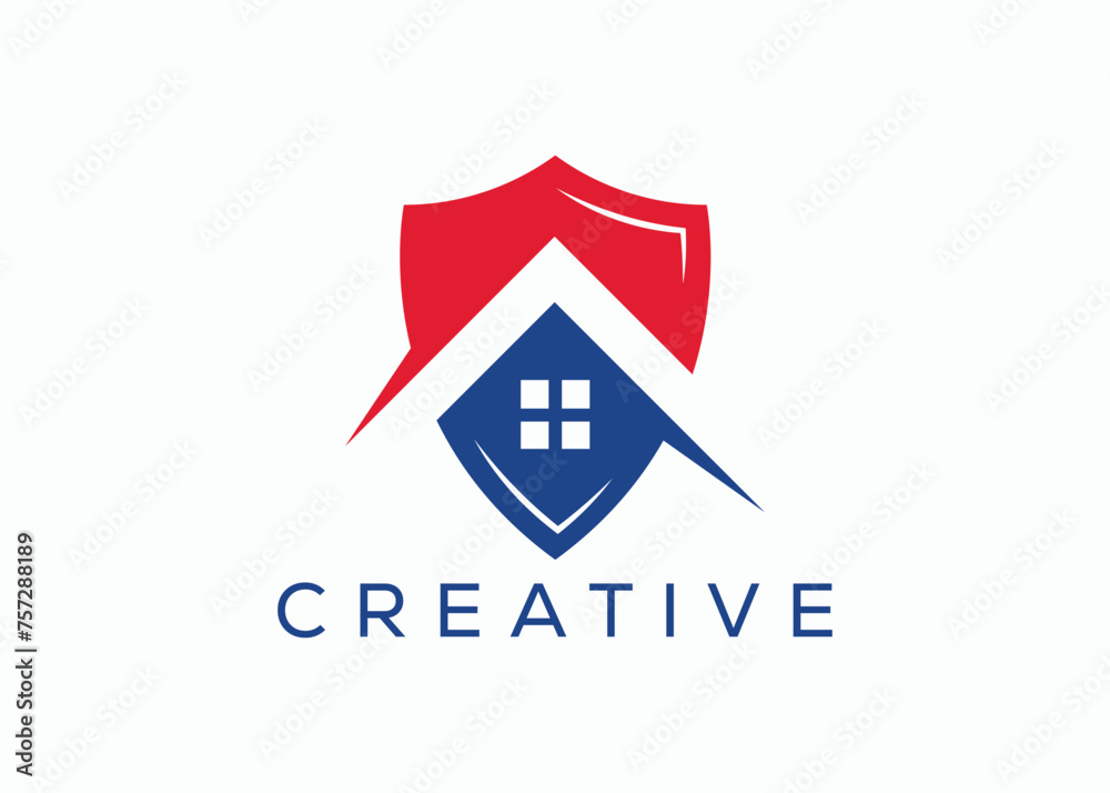 Creative and minimal Shield home logo vector template. Security home. Protect House. Home safety Creative and minimal Shield home logo vector template. Security home. Protect House. Home safety