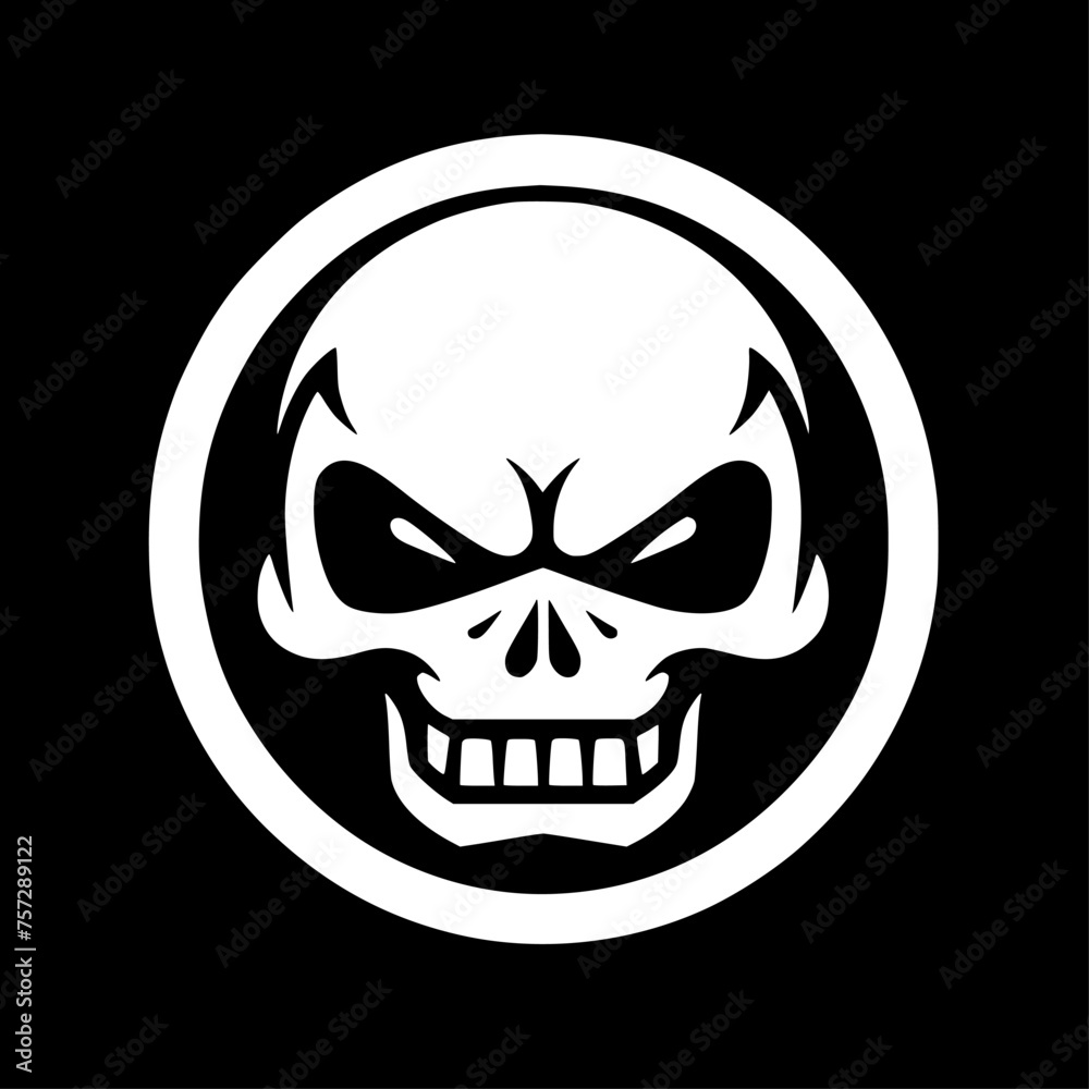 Fototapeta premium Skull - Black and White Isolated Icon - Vector illustration