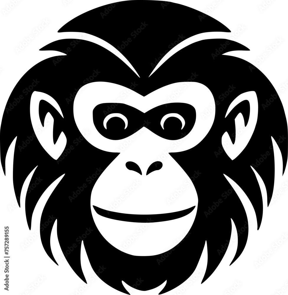 Monkey | Minimalist and Simple Silhouette - Vector illustration