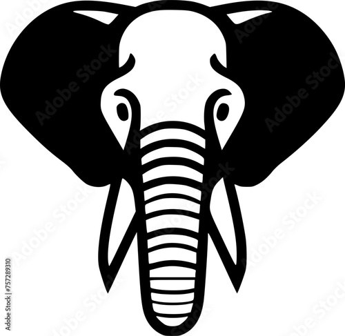 Elephant - Black and White Isolated Icon - Vector illustration