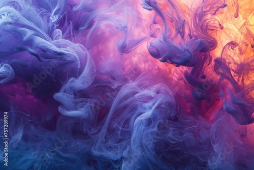 An abstract ink in water background with swirling colors and fluid dynamics