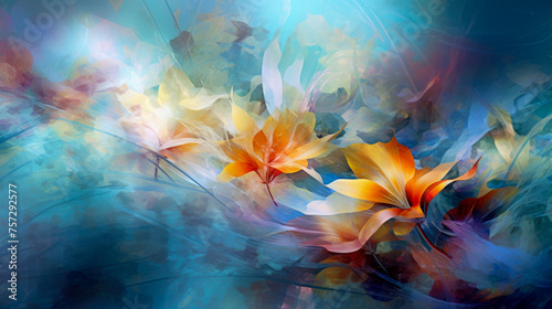 Tranquil State of Mind. Abstract flowers background representation of a tranquil state of mind, serene and calming, digital color, graphics design, visual relaxation.
