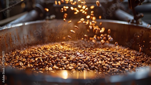 Large Metal Bowl Filled With Coffee Beans