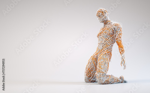 Abstract person posing. Uniqueness and complexity concept