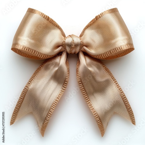 Elegant satin bow with decorative trim isolated on white